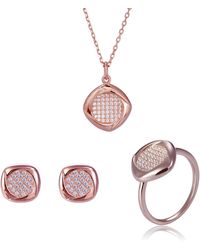 Orphelia - 'amalia' Dames 925 Sterling Zilveren Set: Ketting + Oorbellen + Ring - Lyst