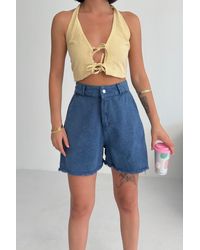 My Fashion - High Waist Wide Leg Denim Shorts - Lyst