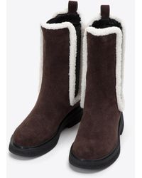 Wittchen - Suède Chelsea Boots Voor Met Imitatie Schapenvacht, Donkerbruin - Lyst