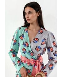 Msn-Collection - Floral Chiffon Wrap Mini Dress - Lyst
