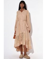 Msn-Collection - Embroidered Midi Wrap Dress - Lyst