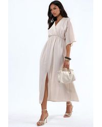 Busem - V-Neck Midi Wrap Dress With Three Quarter Sleeves - Lyst