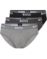 BOSS - Premium Katoenen Herenslips (Set Van 3) /Donkergrijs/Zwart) - Lyst
