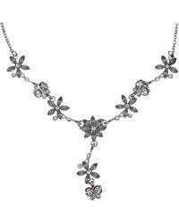 Steuer - Modeschmuck Collierkette Metall Y-Collier Silberf. Mit Blumen Und Schmetterlingen - Lyst