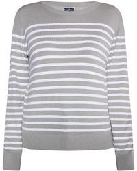 Dreimaster - Strickpullover Damen Grau Weiss - Lyst