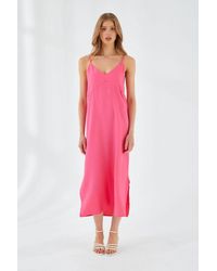 MixRay - V-Hals Split Midi-Jurk - Lyst