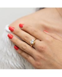Zeeme - Basic Ring Silber 925 Vergoldet Tropfen-Form Mit Weißem Zirkonia-Stein - Lyst