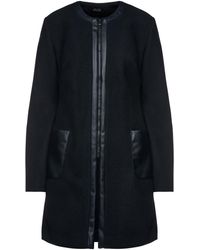 Conquista - Zwarte Nepmouflonjas Met Faux Leren Detail - Lyst