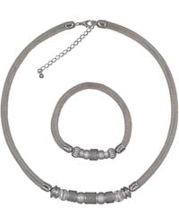Steuer - Modeschmuck Set Kette Armband Metall 48+7,0Cm + 19,0Cm Stretch Mesh Kugeln Metall - Lyst