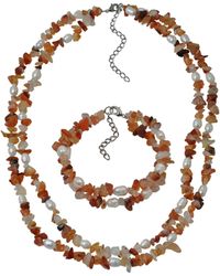 Steuer - Modeschmuck Schmuckset Set Aus Collier Und Armband 2 -Reihig Achatsplitter - Lyst
