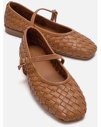 Forever & Always Shoes - Yevora Leder Geflochtener Riemen Ballerina - Lyst