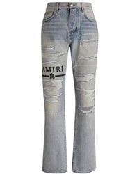Amiri - Ma Bar Logo Straight Fit Stone Denim Jeans Cotton - Lyst