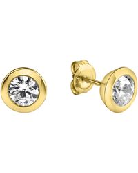 CELESTA - Silber Ohrringe Silber 925 Vergoldet Mit Weißem Zirkonia-Stein 6Mm - Lyst