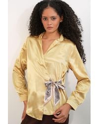 Bigdart - Satin Tie-Front Shirt - Lyst