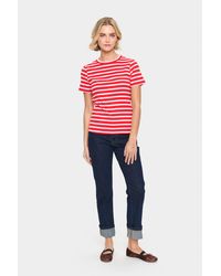 Saint Tropez - T-shirt Regular Fit Flame White Stripe Red - Lyst