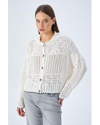 MixRay - Textured Knitwear Cardigan With Button Closure - Lyst