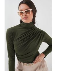 Bigdart - Fitted Turtleneck Blouse With Drape Detail - Lyst