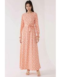 Hiccup - Floral Print Long Sleeve Maxi Dress With Belt - Lyst