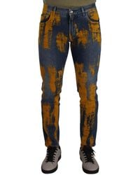 Dolce & Gabbana - Verfspetter Jeans Slim Fit - Lyst