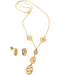 Steuer - Modeschmuck Ohrringe, Anhänger Mit Kette Metall Glänzend Gelb Vergoldet - Lyst