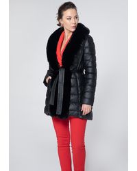 Wittchen - Gewatteerde Eco-Lederen Jas Met Bont Eco-Leer - Lyst