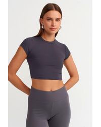 Dilvin - Crop Slim-Fit Crew Neck T-Shirt - Lyst