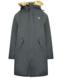 Fred Perry - Black Hooded Parka Jacket - Lyst