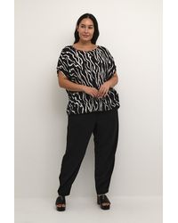 Kaffe - Kurzarm-Bluse Loose Fit Antique Zebra Print Animal - Lyst