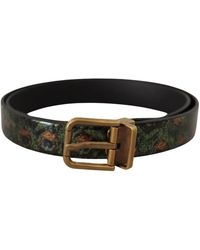 Dolce & Gabbana - Leather Vernice Pavone Bronze Metal Belt - Lyst