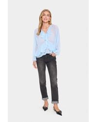 Saint Tropez - Blouse Met Lange Mouwen Loose Fit Chambray Blue - Lyst