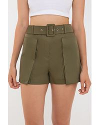 Hiccup - Cotton High-Waist Shorts With Pocket And Belt Detail - Lyst