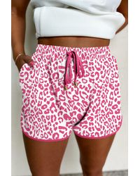 Azura Exchange - Leopard Print Drawstring Shorts - Lyst