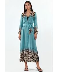 Msn-Collection - Printed Maxi Chiffon Belted Cover-Up - Lyst