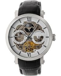 Heritor - Aries Skeleton Leather-Band Watch - Lyst