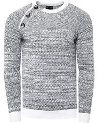 Rusty Neal - Side Button-Placket Rundhals-Pullover - Lyst