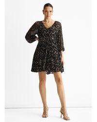 Gini London - Multicolored Spot Viscose Clipped Jacquard Mini Tiered Dress - Lyst