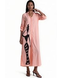 Msn-Collection - Text Print Maxi Shirt Dress - Lyst