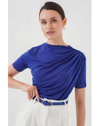 Bigdart - Fitted Ruffle Detail Blouse With Crew Neck - Lyst