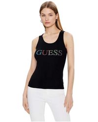 Guess - Damen Top Mit Mehrfarbigem Logo - Lyst