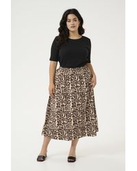 Kaffe - Rok A-Shape Naturel Leopard Print - Lyst