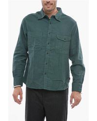 Woolrich - Katoenen Overshirt Met Borstzak In Groen - Lyst