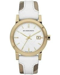 Burberry - Bu9110 Leather Large Check Watch - Lyst