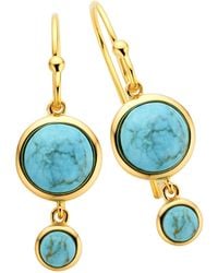 Zeeme - Gemstones Ohrringe Silber 925 Vergoldet Mit Rek. Türkis - Lyst