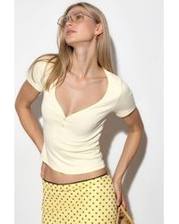 Busem - V-Neck Short Sleeve Knitted Blouse With Button Closure - Lyst