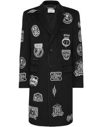 Philipp Plein - Wollen Lange Jas Met Patches - Lyst