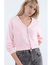 Busem - V-Neck Ribbed Crop Cardigan - Lyst