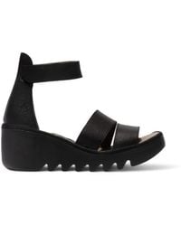 Fly London - Bono290 Mousse Leather Sandals Espadrille Wedges - Lyst