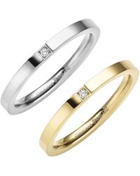 Zeeme - Stainless Steel Ring Edelstahl 2Tlg. Set Mit Weißem Zirkonia-Stein - Lyst