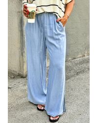 Azura Exchange - Brede Pijpen Casual Broek Met Touwtjes - Lyst