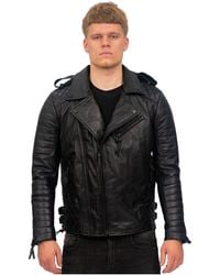 Infinity Leather - Slim-Fit Brando Lederen Bikerjack Met Dubbele Rits-Caïro - Lyst